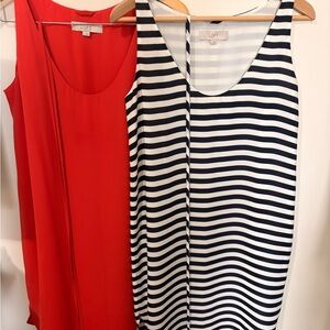 LOFT Red Tank Dress and LOFT Black & White Striped Tank Dress